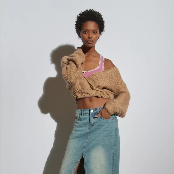 Wrap Cardigan - Urban Outfitters brown wool - Picture 2 of 4